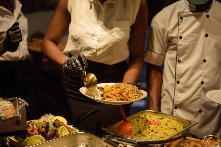 Chef preparing elegant catering dishes